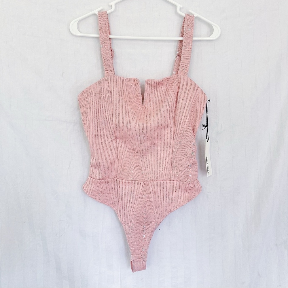 NWT Haute Mond Pink Ribbed Bodysuit